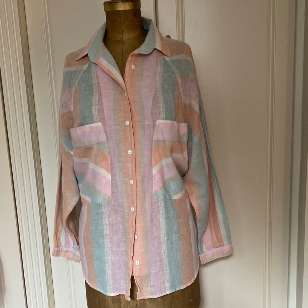 Free People Pastel Striped Blouse